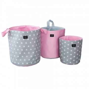 Koše na hračky Stars Pink - set 3 kusů