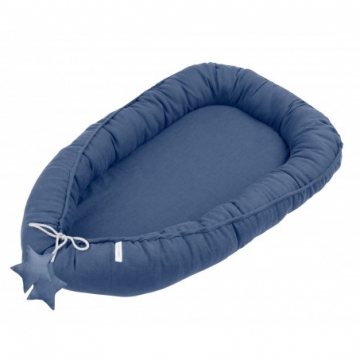 Lněné hnízdečko pro miminko Pure, Denim