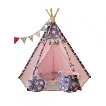 Teepee Bohemian Chic Midnight Flowers